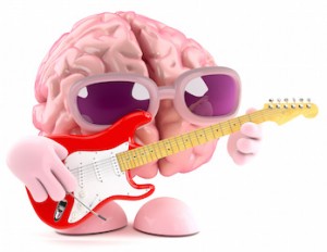 3d Brain plays guitar